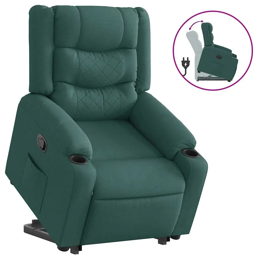 Fauteuil inclinable vert foncé tissu - 4