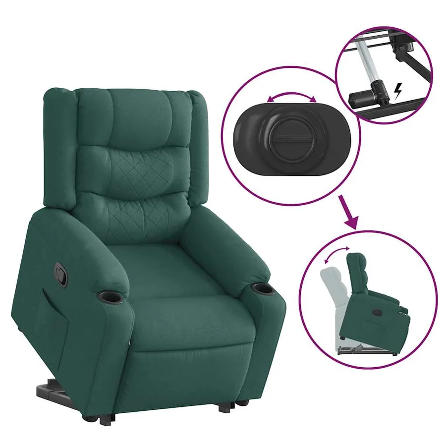 Fauteuil inclinable vert foncé tissu - 9