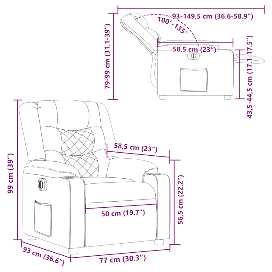 Fauteuil inclinable électrique Taupe Tissu - 16