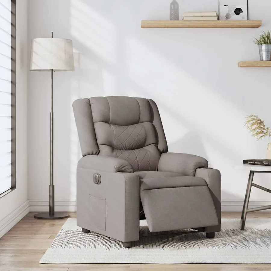 Fauteuil inclinable électrique Taupe Tissu - 2