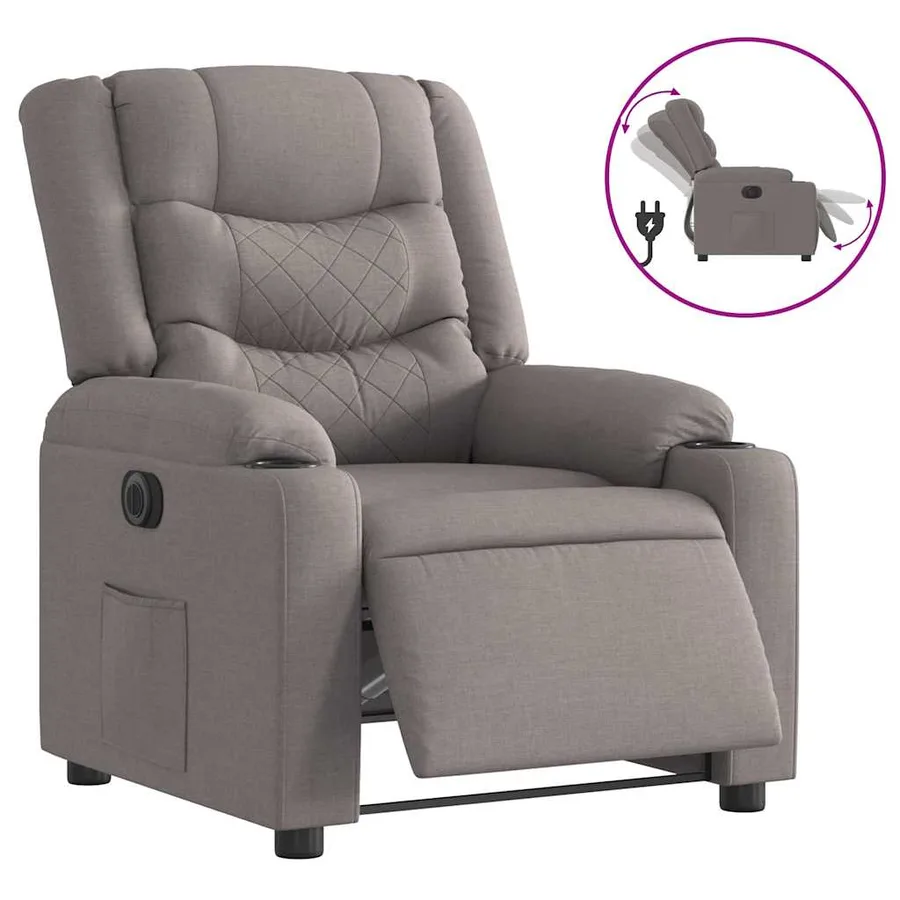 Fauteuil inclinable électrique Taupe Tissu - 4