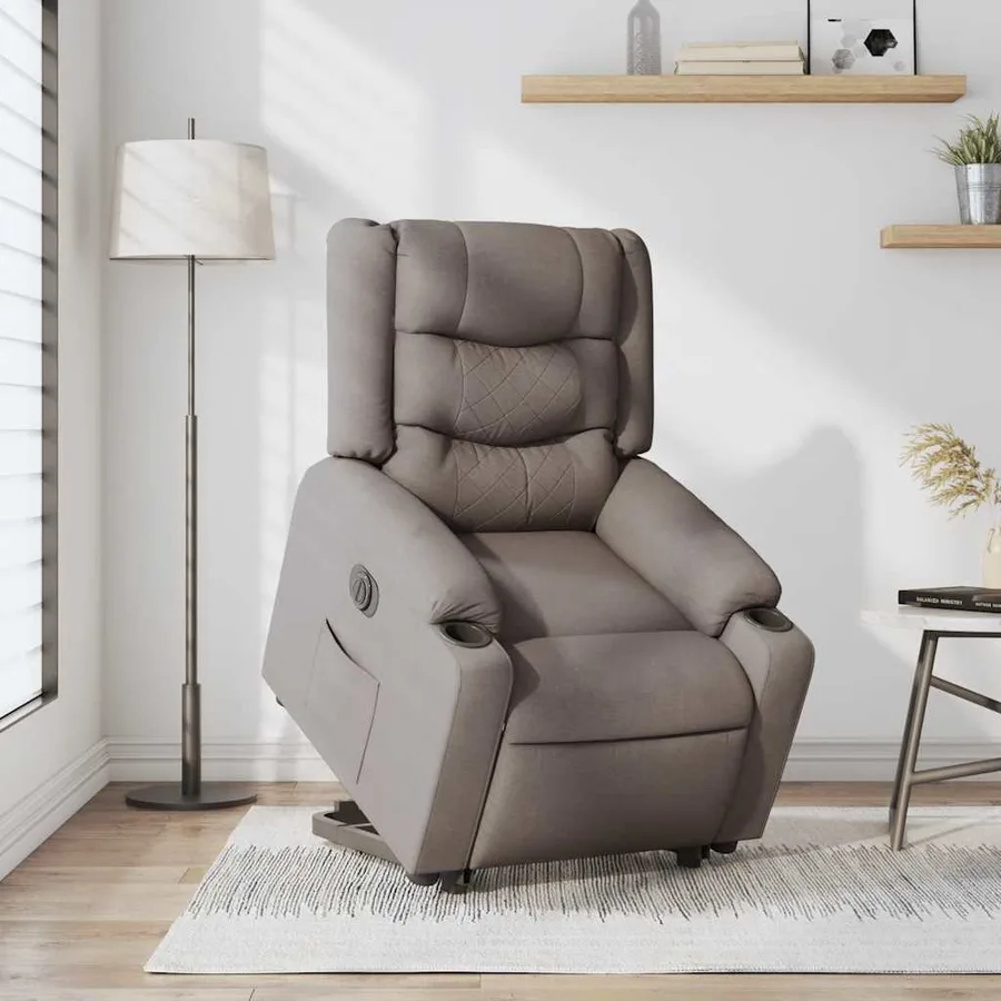 Fauteuil inclinable électrique taupe tissu - 2
