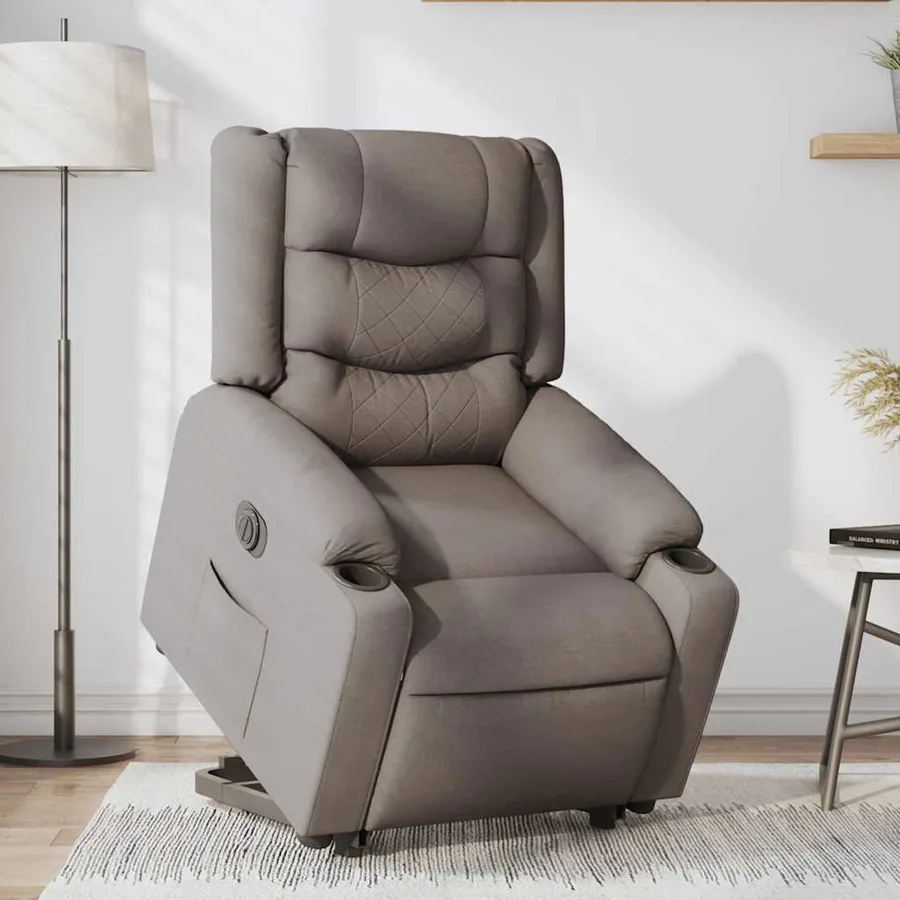 Fauteuil inclinable électrique taupe tissu - 3