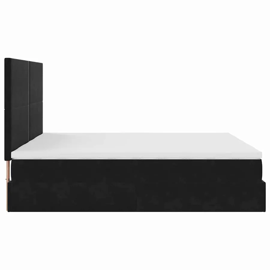 Cadre de lit ottoman avec matelas noir 200x200cm velours - 8