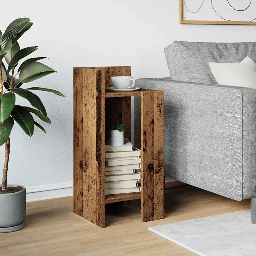 Table d'appoint avec étagère vieux bois 25,5x27x60 cm - 3