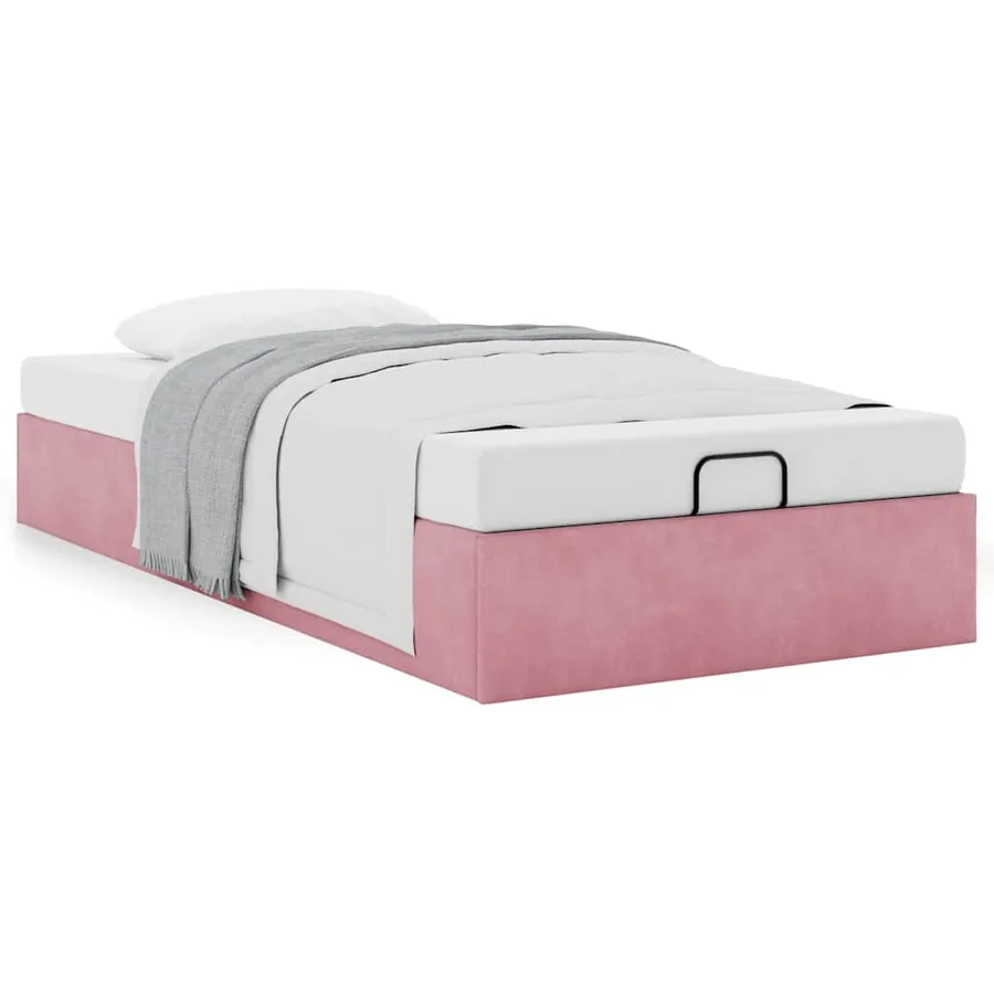 Cadre de lit ottoman sans matelas rose 100x200 cm velours - 4