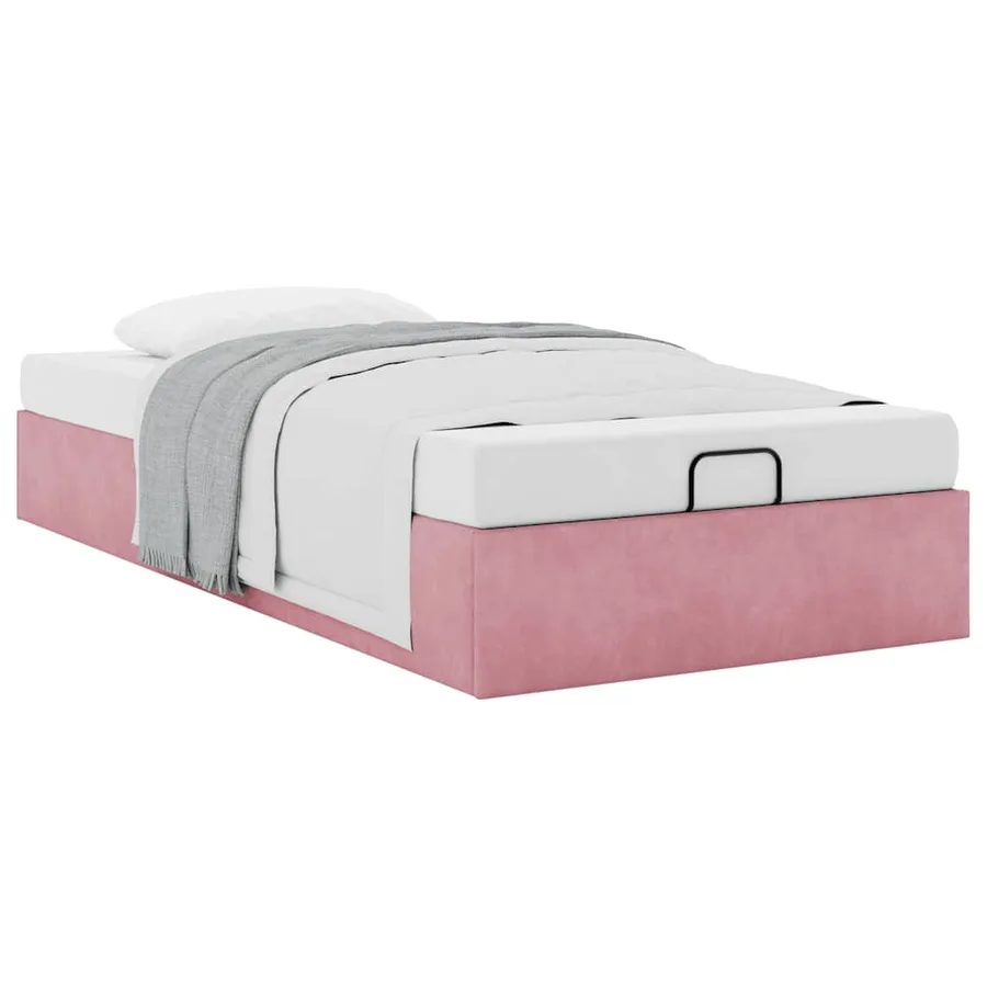 Cadre de lit ottoman sans matelas rose 100x200 cm velours - 5