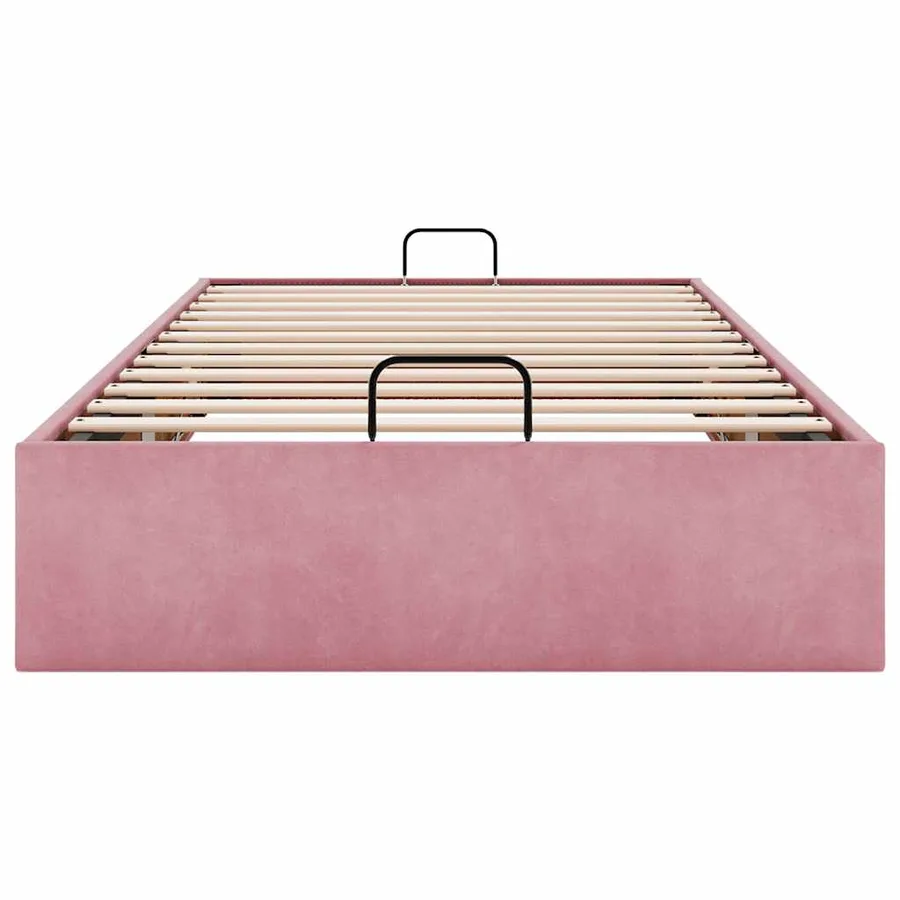 Cadre de lit ottoman sans matelas rose 100x200 cm velours - 7