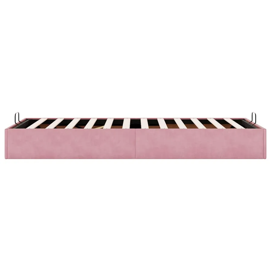 Cadre de lit ottoman sans matelas rose 100x200 cm velours - 8
