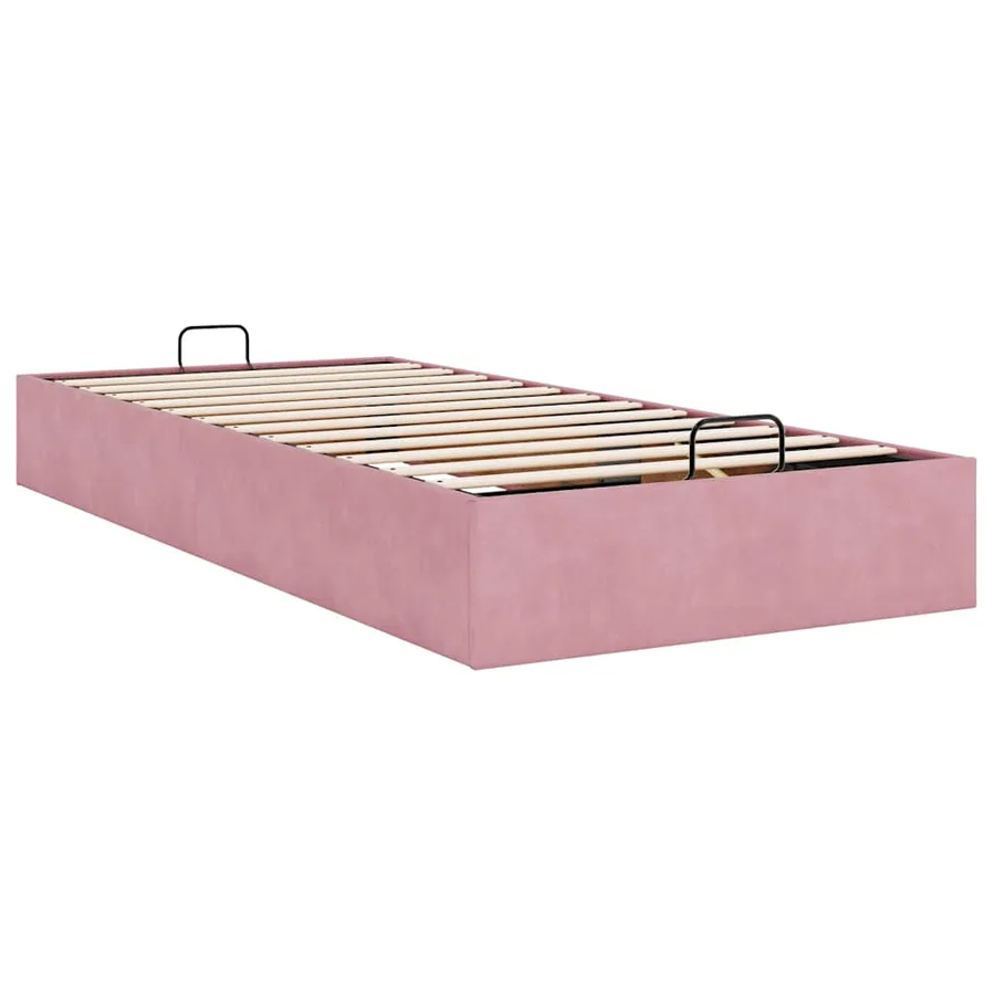 Cadre de lit ottoman sans matelas rose 100x200 cm velours - 9
