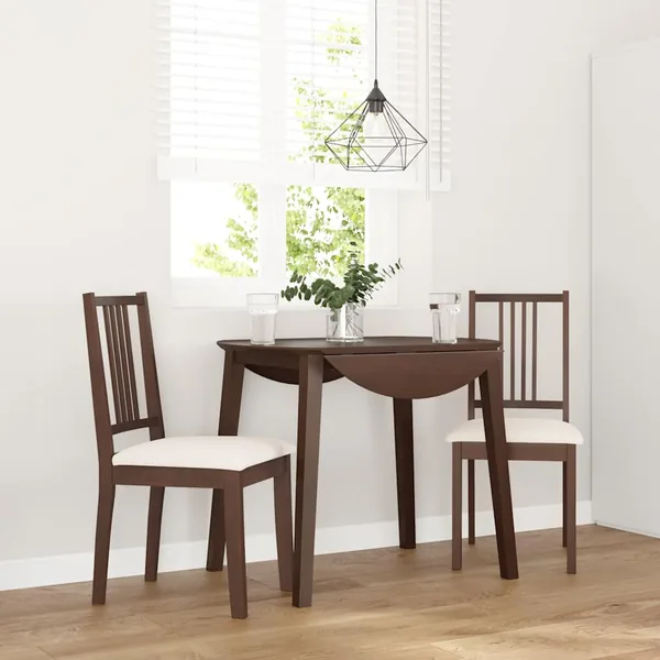 Chaises à manger coussins 2 pcs marron bois massif caoutchouc