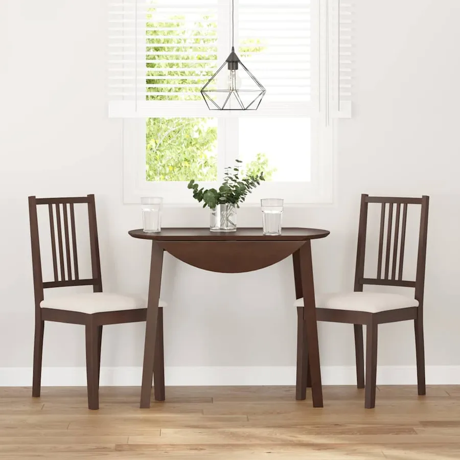 Chaises à manger coussins 2 pcs marron bois massif caoutchouc - 3