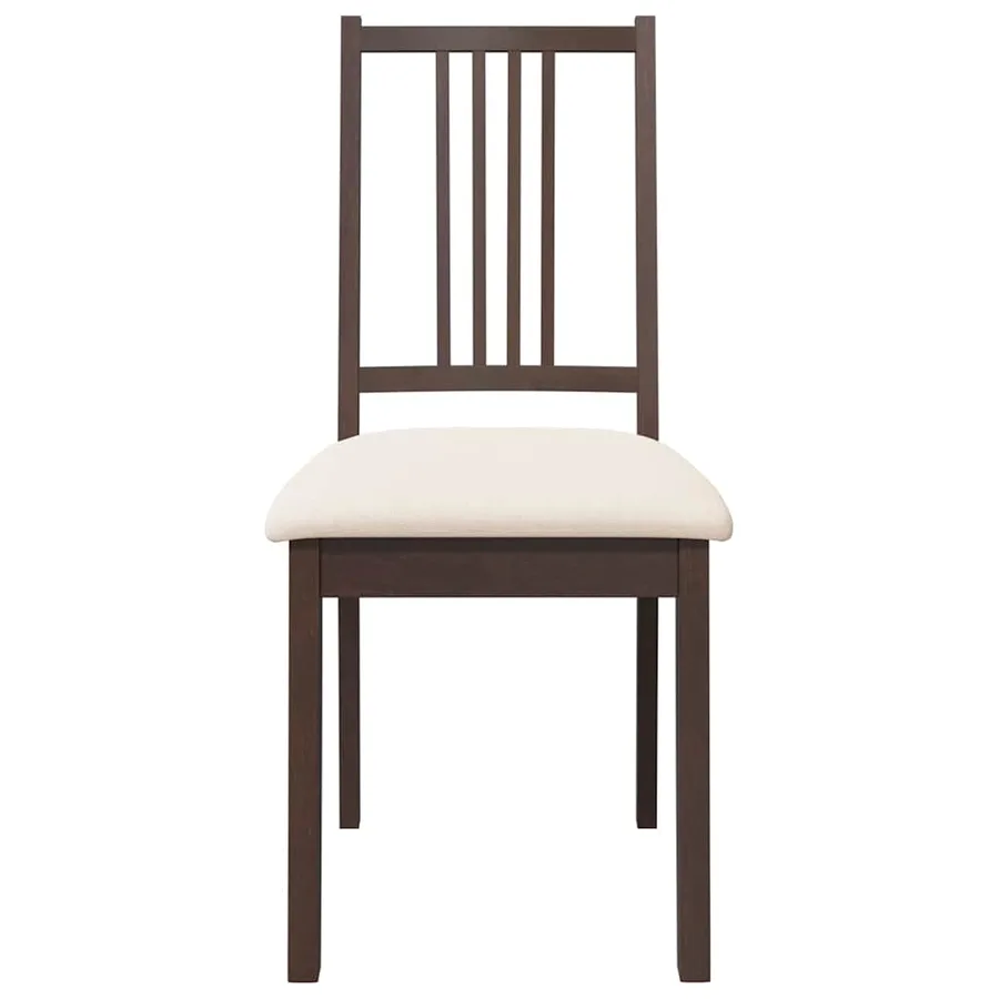 Chaises à manger coussins 2 pcs marron bois massif caoutchouc - 5