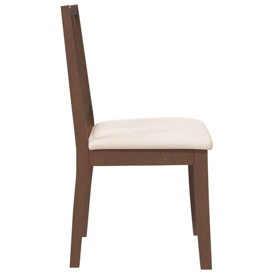 Chaises à manger coussins 2 pcs marron bois massif caoutchouc - 6