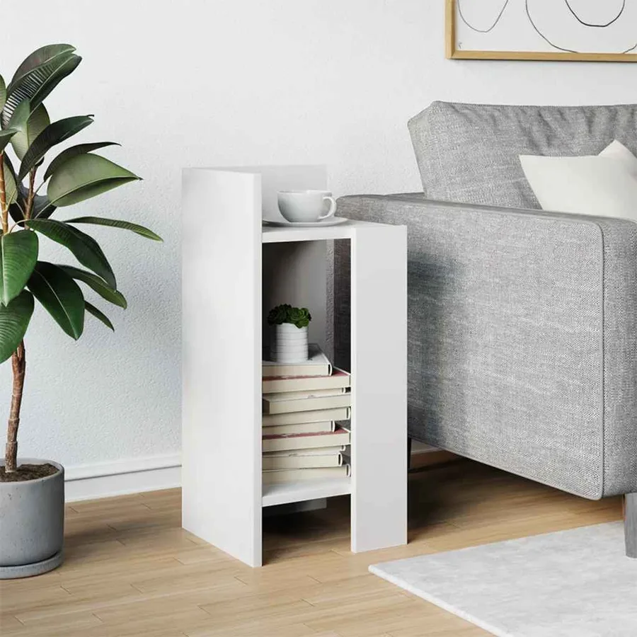 Table d'appoint avec étagère blanc 25,5x27x60 cm - 3