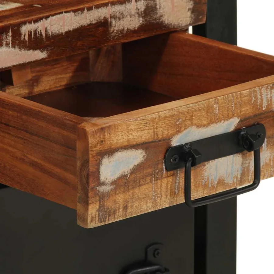 Table de chevet multicolore 40x30x50 cm bois de récupération - 8