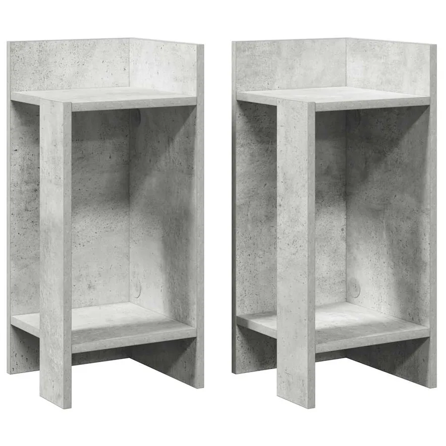 Tables d'appoint 2 pcs avec étagère gris béton 25,5x27x60 cm - 2