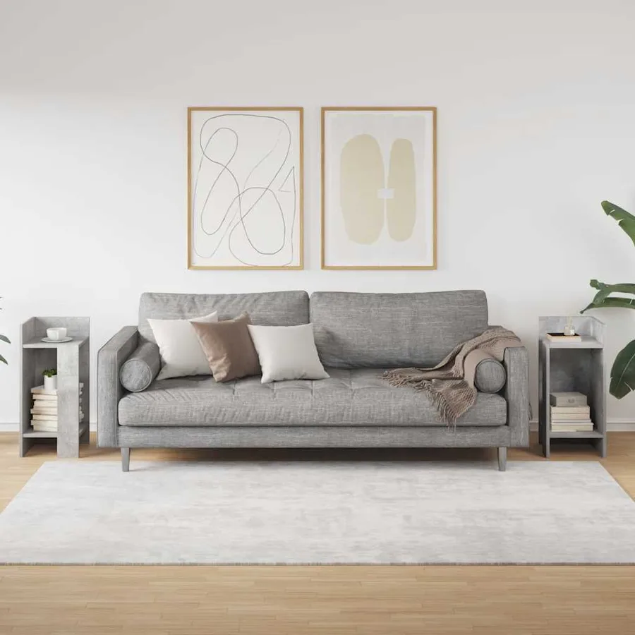 Tables d'appoint 2 pcs avec étagère gris béton 25,5x27x60 cm - 3