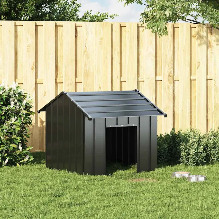 Niche pour chien avec toit noir 85x107x81 cm acier galvanisé - 2