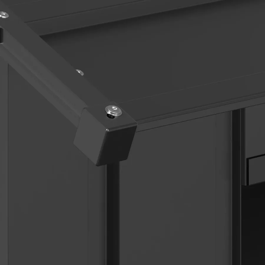 Niche pour chien avec toit noir 85x107x81 cm acier galvanisé - 6