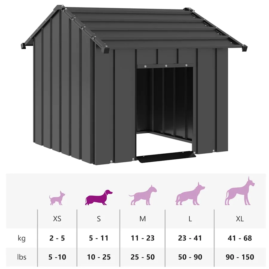 Niche pour chien avec toit noir 85x107x81 cm acier galvanisé - 8