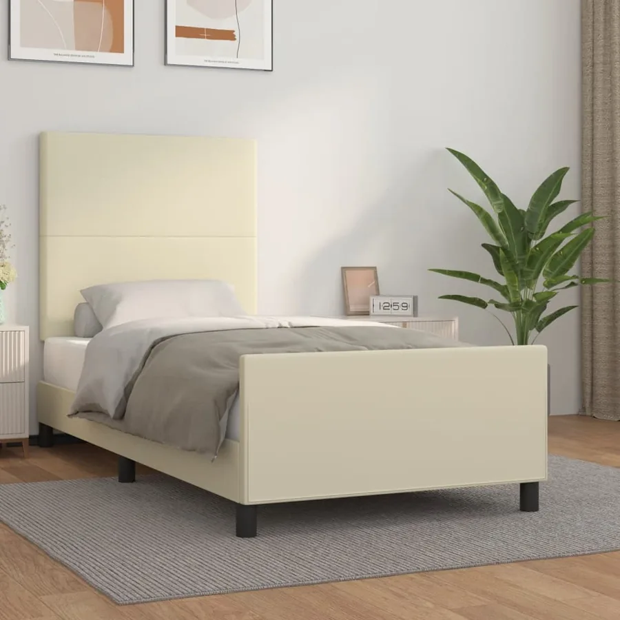 Cadre de lit sans matelas crème 80x200 cm similicuir