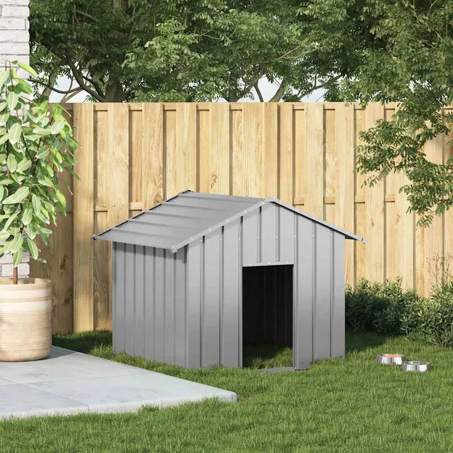 Niche pour chien avec toit noir 131x101x102 cm acier galvanisé - 2