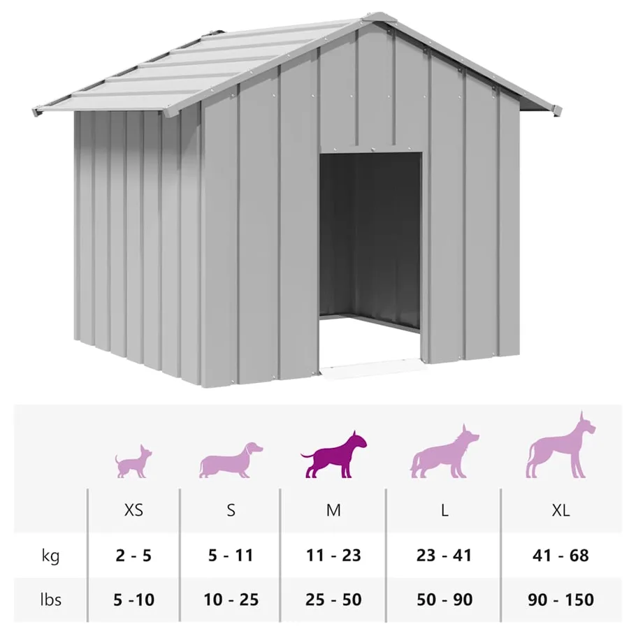 Niche pour chien avec toit noir 131x101x102 cm acier galvanisé - 8