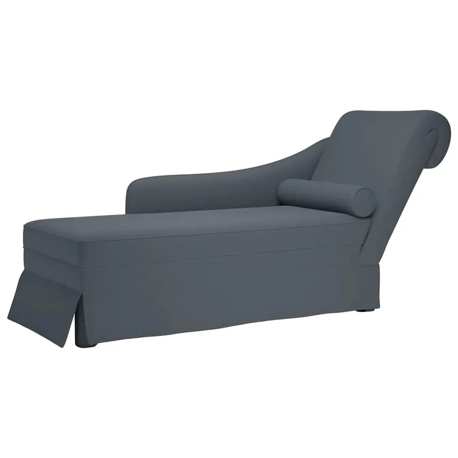 Fauteuil long et traversin accoudoir droit gris foncé velours