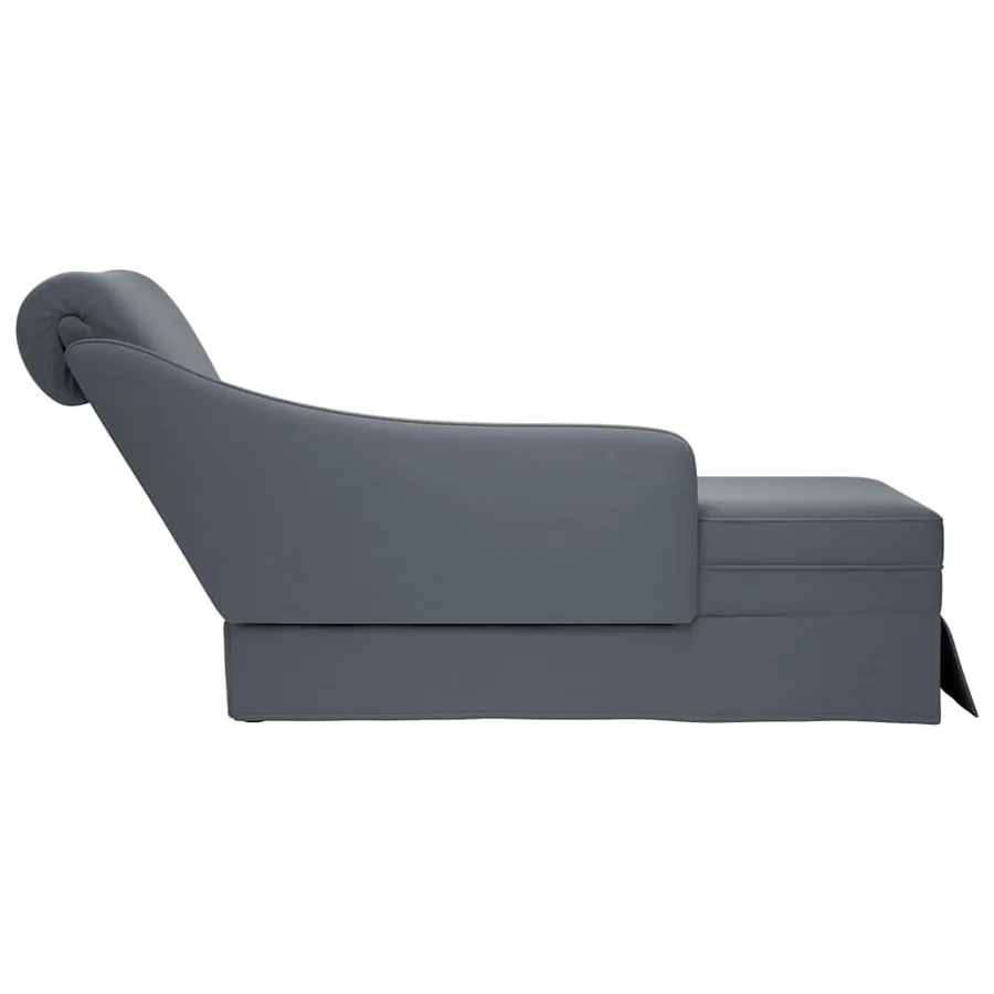 Fauteuil long et traversin accoudoir droit gris foncé velours - 5