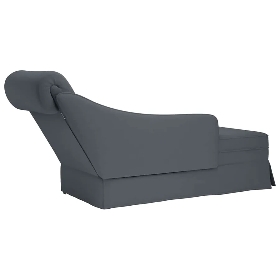 Fauteuil long et traversin accoudoir droit gris foncé velours - 6