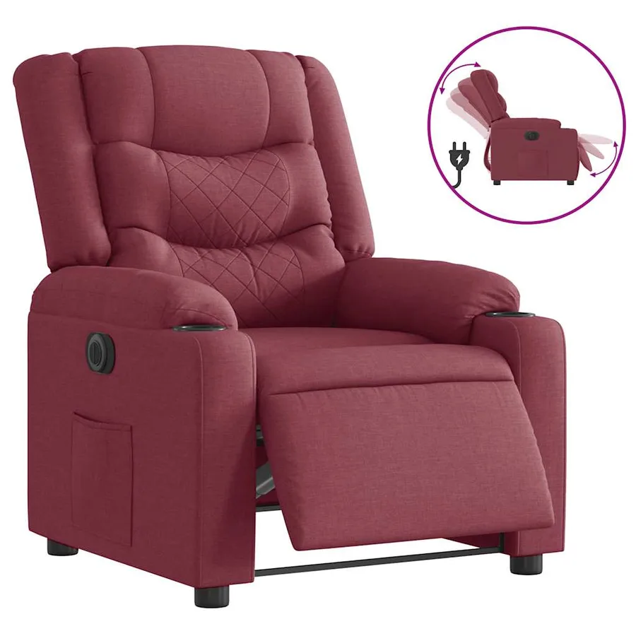 Fauteuil inclinable électrique Rouge bordeaux Tissu - 4