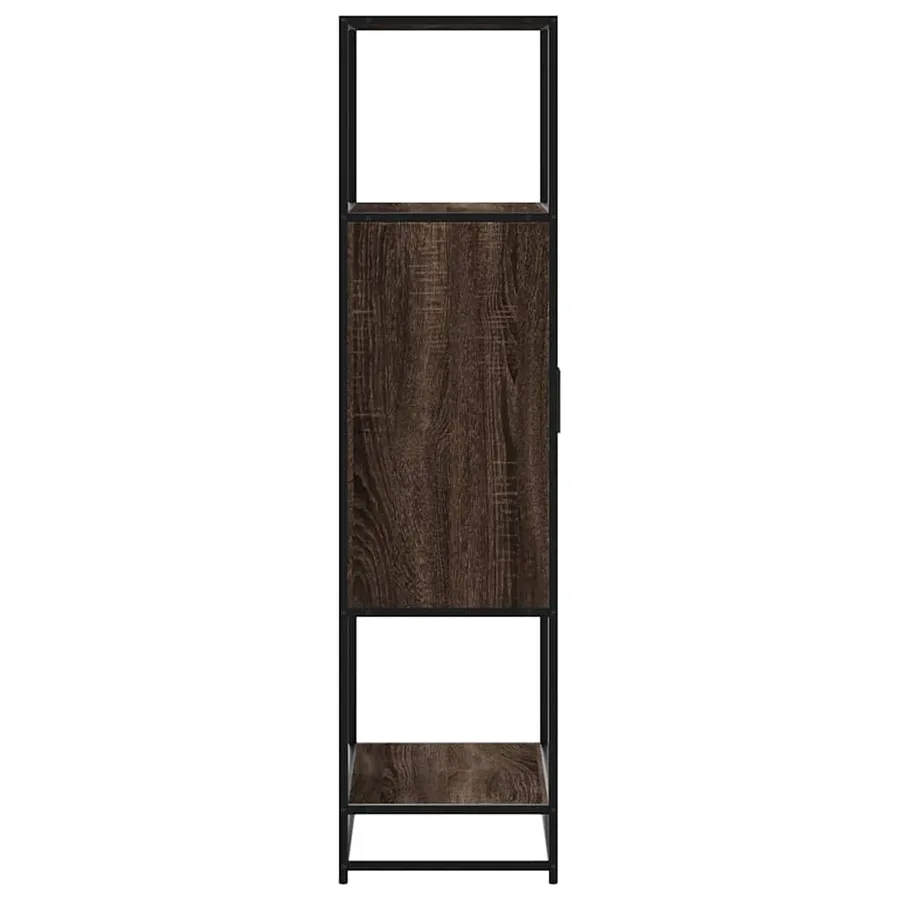 Buffet haut chêne marron 68x35x139 cm bois d'ingénierie métal - 5