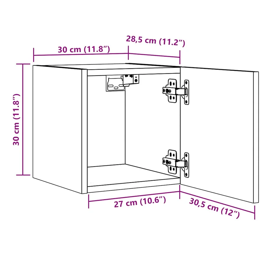 Meuble TV mural chêne artisanal 30,5x30x30 cm - 11