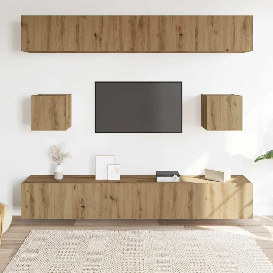 Ensemble de meuble TV mural 6 pcs chêne artisanal - 3