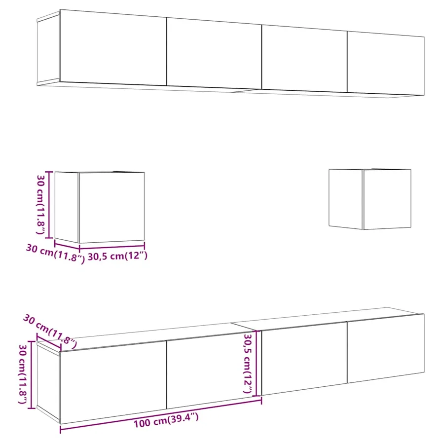 Ensemble de meuble TV mural 6 pcs chêne artisanal - 9