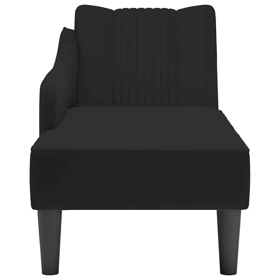 Fauteuil long avec accoudoir droit noir velours - 4