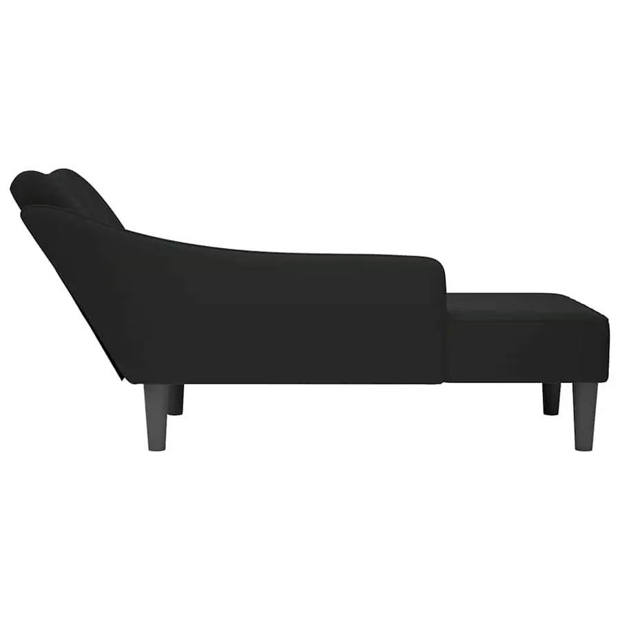 Fauteuil long avec accoudoir droit noir velours - 5
