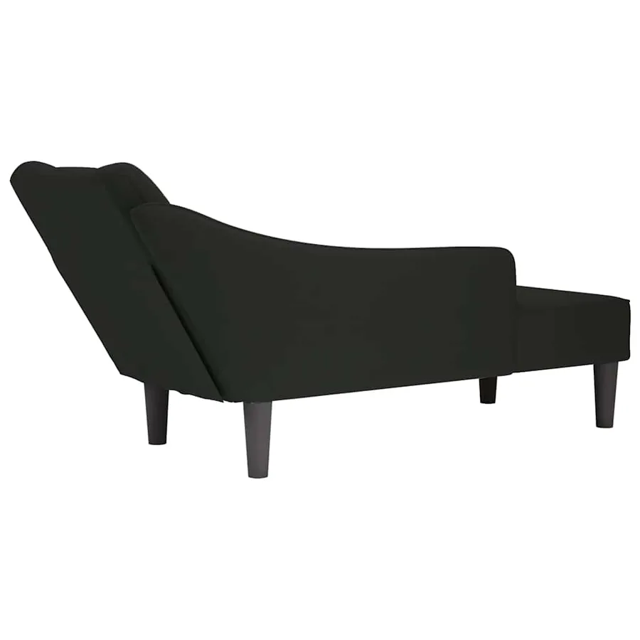 Fauteuil long avec accoudoir droit noir velours - 6