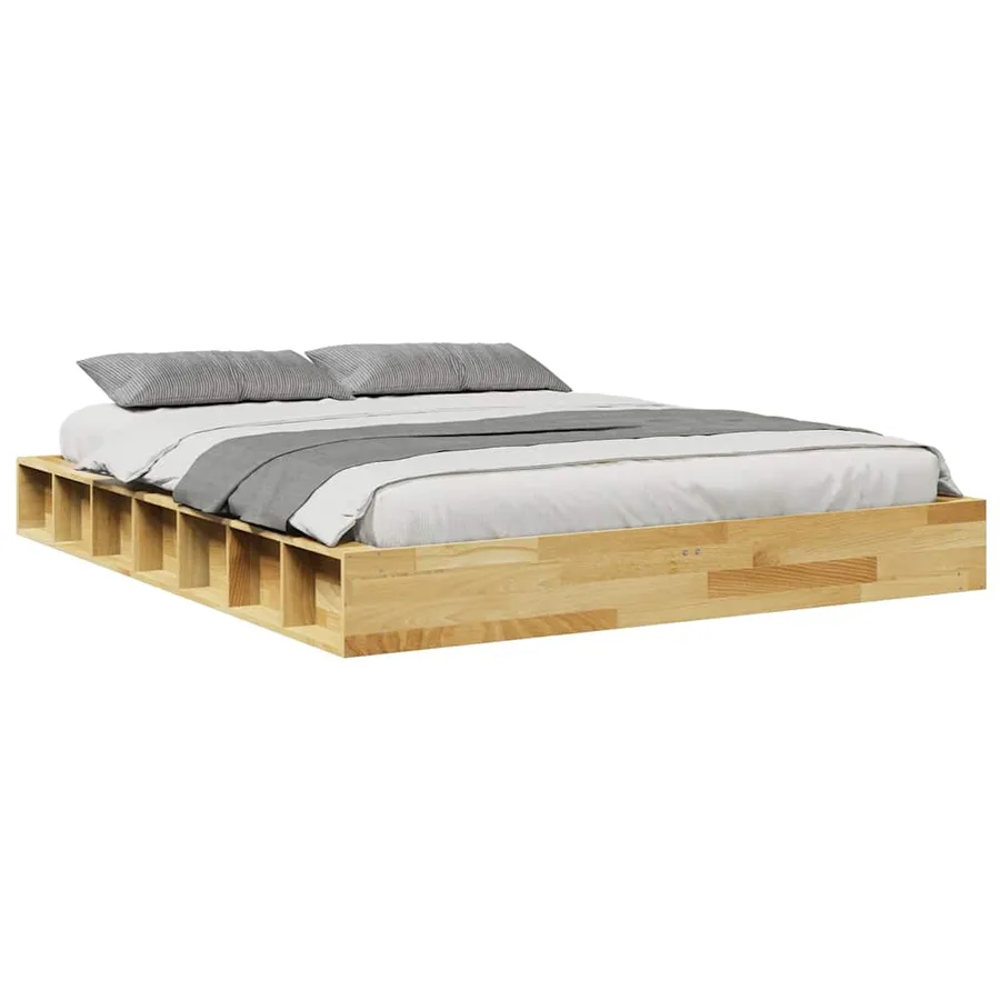 Cadre de lit sans matelas 135x190 cm bois massif de chêne - 5
