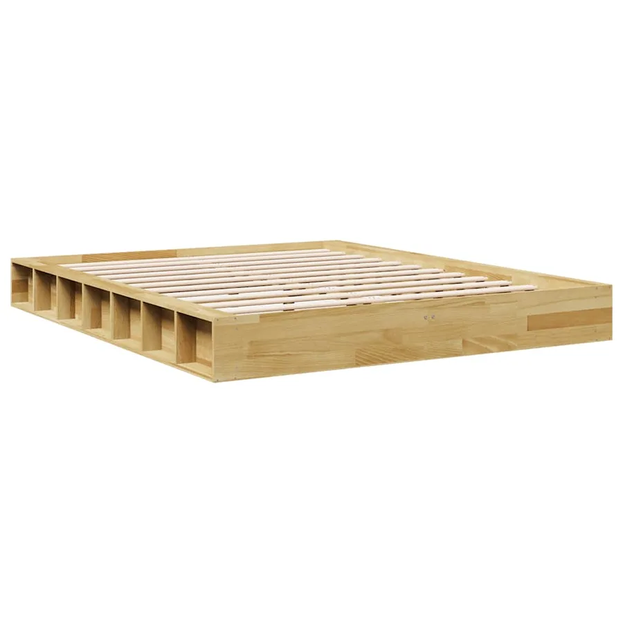 Cadre de lit sans matelas 135x190 cm bois massif de chêne - 8