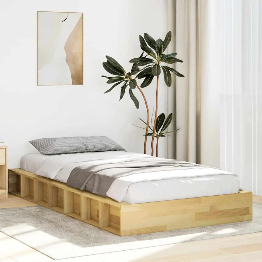 Cadre de lit sans matelas 80x200 cm bois massif de chêne