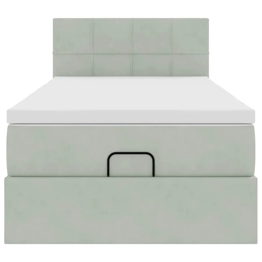 Cadre de lit ottoman et matelas gris clair 100x200 cm velours - 6