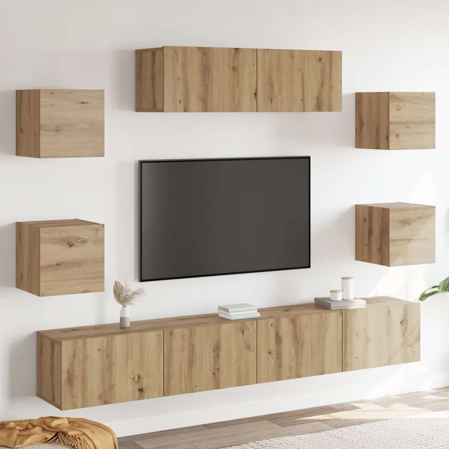 Ensemble de meuble TV mural 7 pcs chêne artisanal