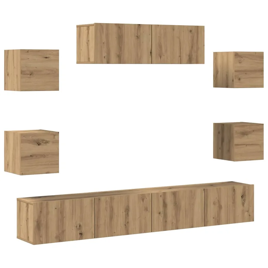 Ensemble de meuble TV mural 7 pcs chêne artisanal - 2