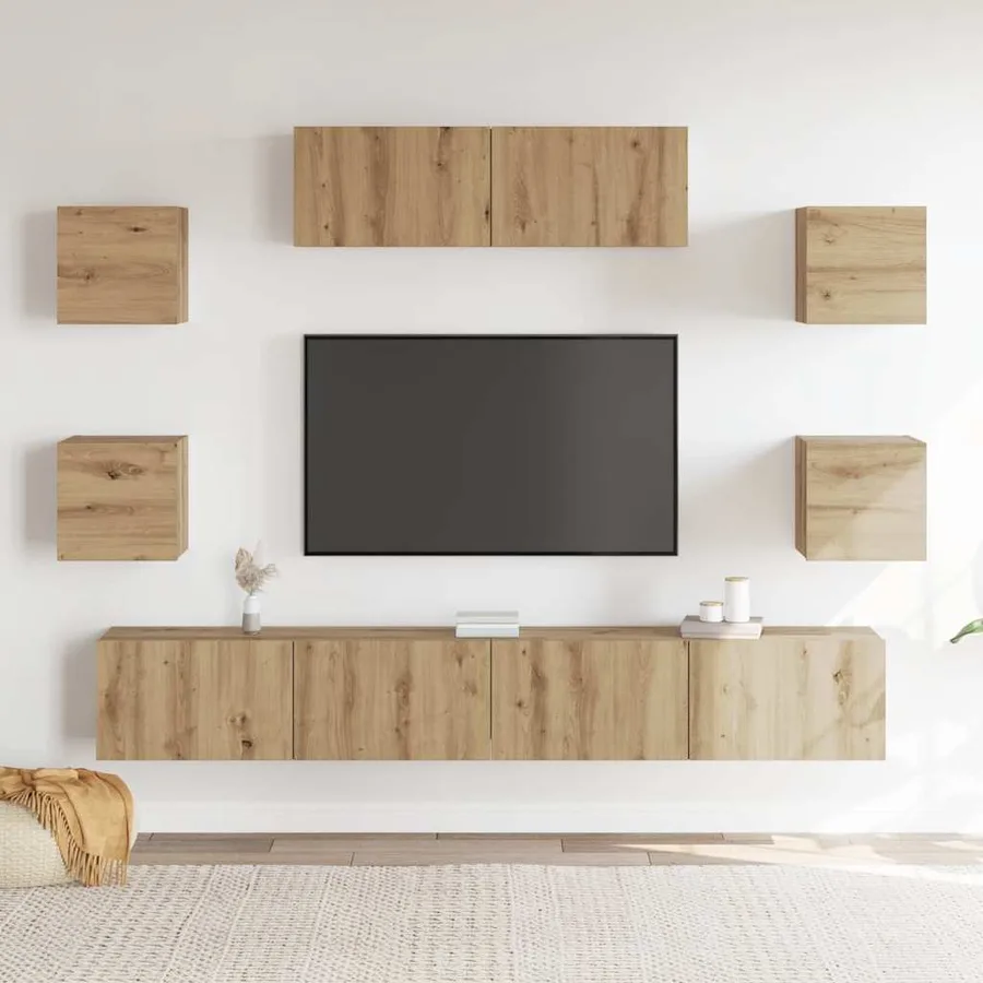 Ensemble de meuble TV mural 7 pcs chêne artisanal - 3