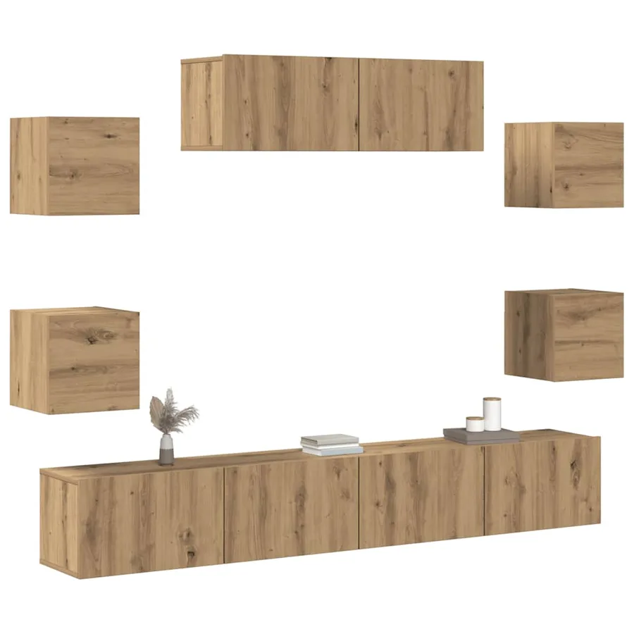 Ensemble de meuble TV mural 7 pcs chêne artisanal - 4
