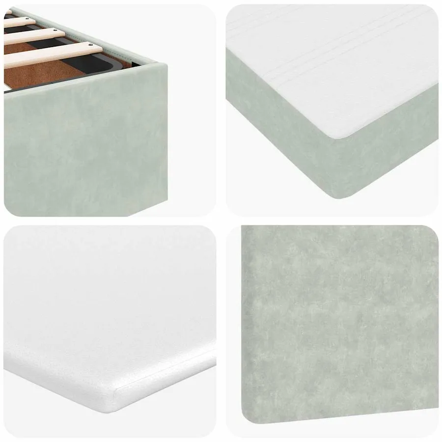 Cadre de lit ottoman avec matelas gris clair 200x200 cm velours - 14