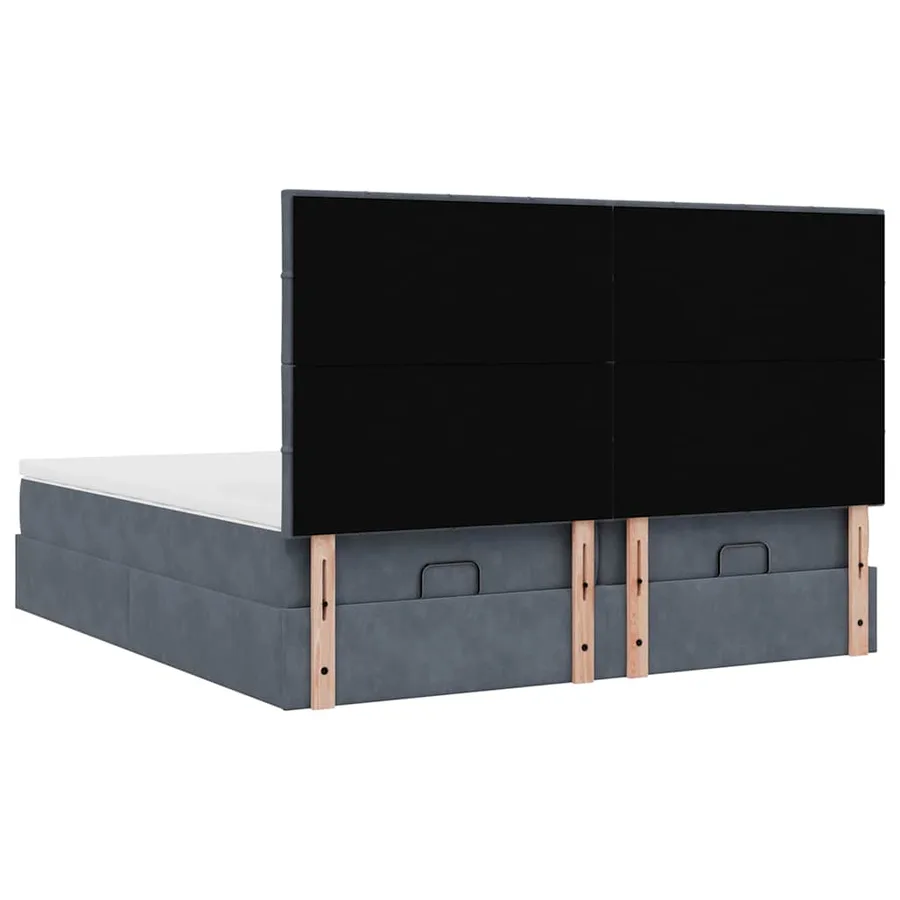 Cadre de lit ottoman avec matelas gris foncé 200x200 cm velours - 10