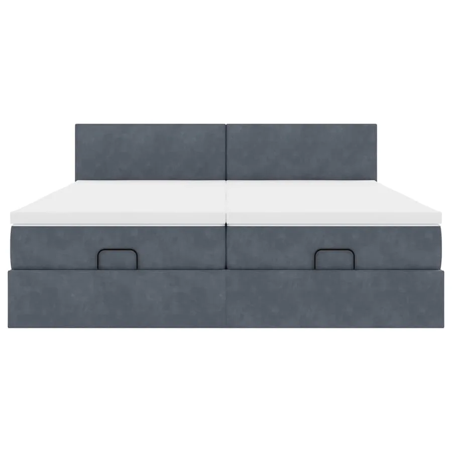 Cadre de lit ottoman avec matelas gris foncé 200x200 cm velours - 8